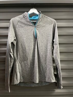 Nike Gray Heather Hoodie with Aqua Trim